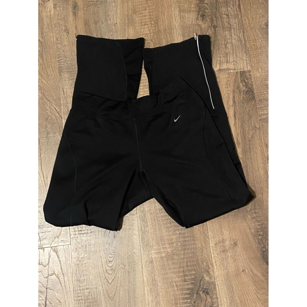 Nike Womens Athletic Leggings Reflective Trim with Zippers, Phone Pocket